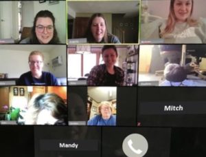 WINC staff, a bird, and participants participating in virtual program via Zoom
