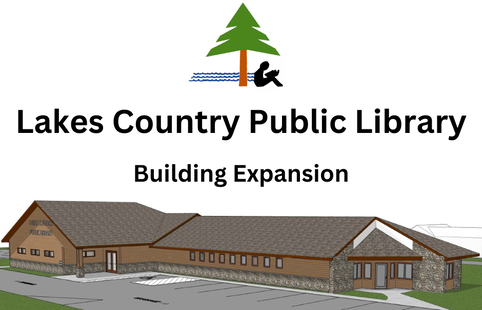 a drawing of what the Lakes Country Public Library will look like once the building expansion is complete.