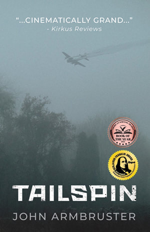 Tailspin book cover showing a plane going down in a foggy wooded area